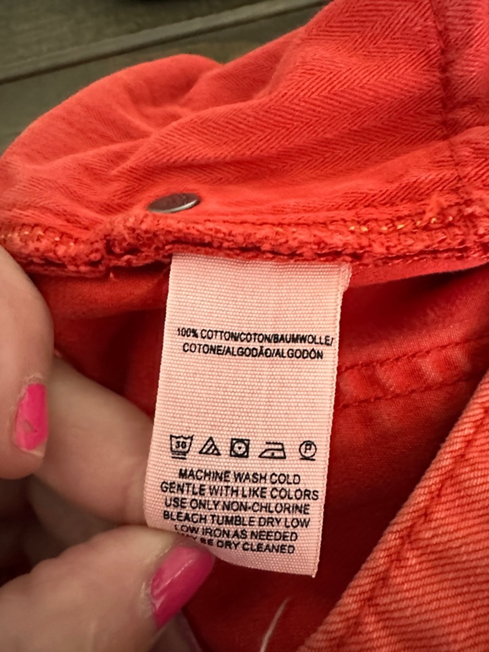 We The Free Straight Button-Fly Jeans in Red-Orange - Picture 6 of 7